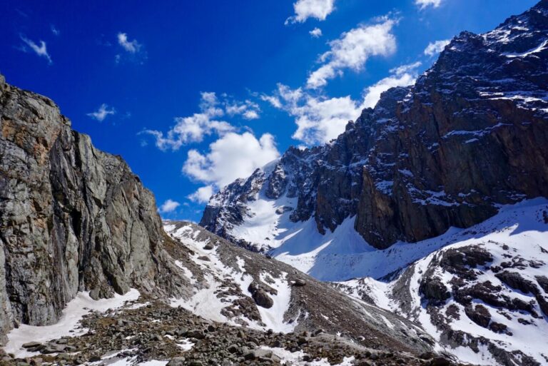 Scenic view of the Ala Archa National Park covered with snow