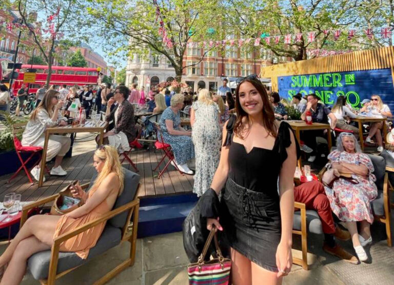 The author, Brooke Horrobin during a nice weather in Sloane Square