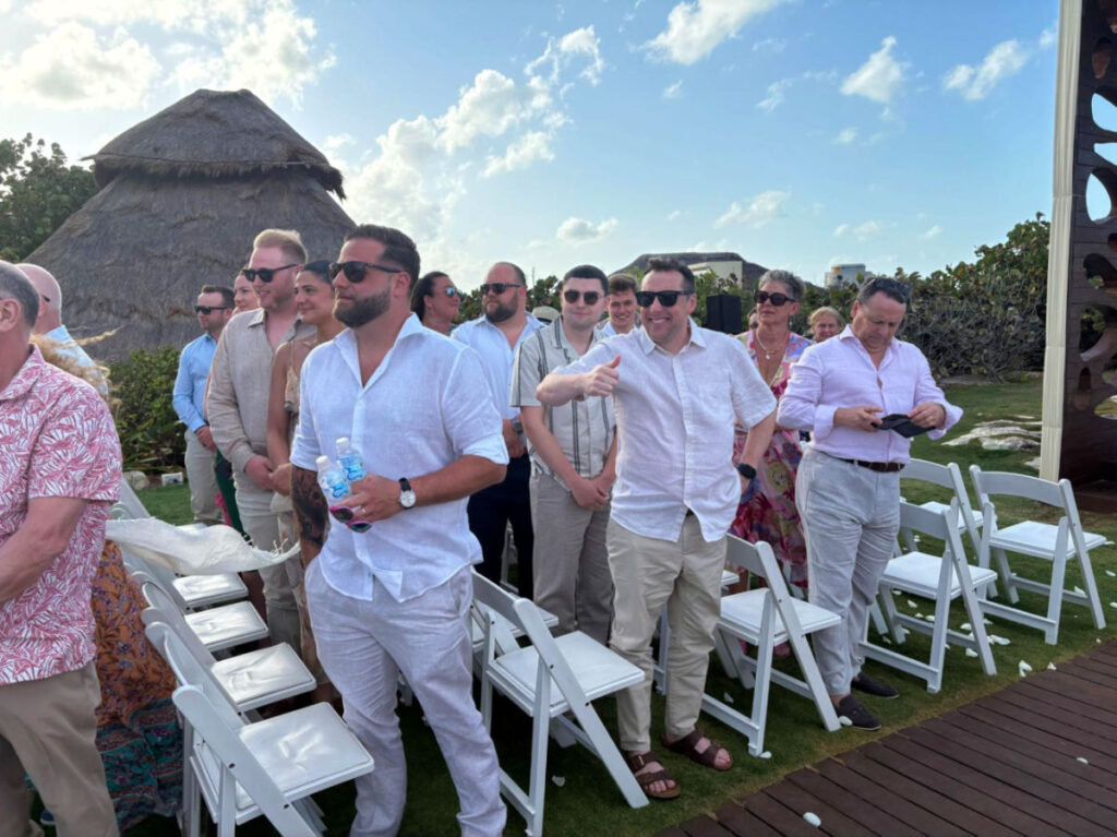 Author Niamh's family waiting for the wedding reception to begin