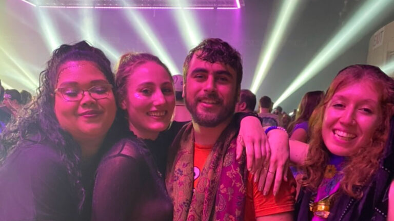 Travel Lemming writer Sky Ariella with friends enjoying at HiJinx Music Festival