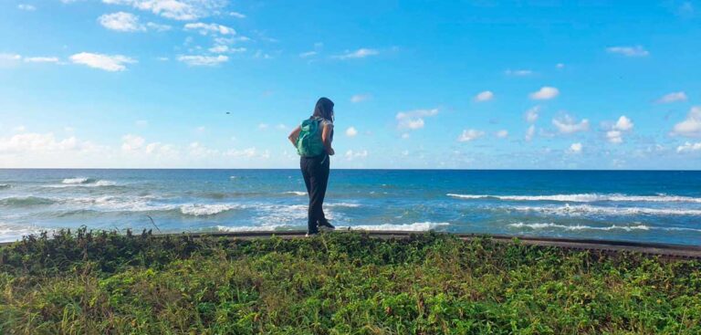 Author Vanessa gazing at the ocean