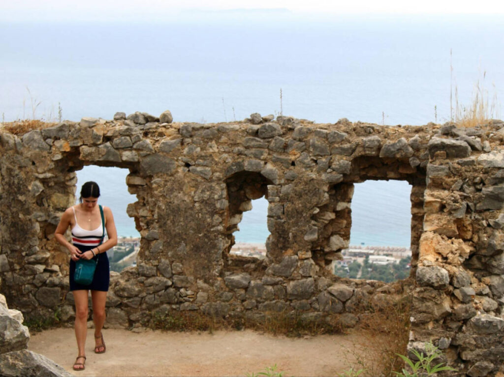The author Betty Hurd at the old Himarë Castle