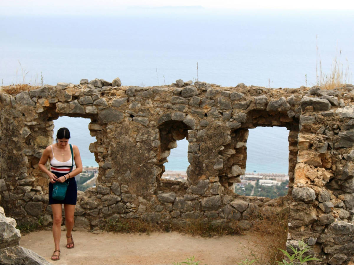 The author Betty Hurd at the old Himarë Castle
