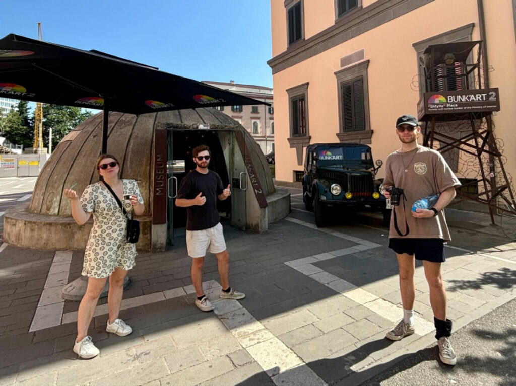 The author's friends at the entrance to Bunk’Art 2