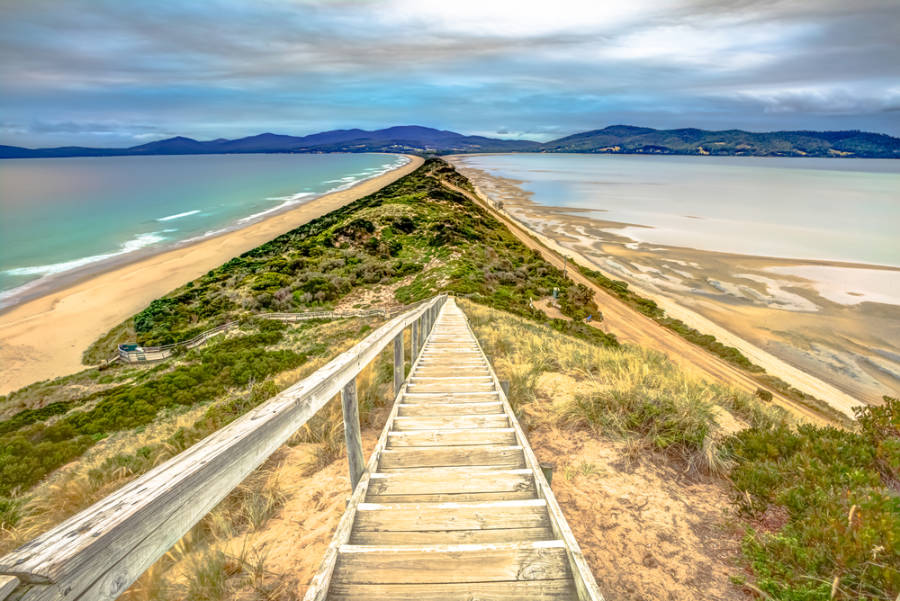 View of the steps to the Neck in Bruny Island