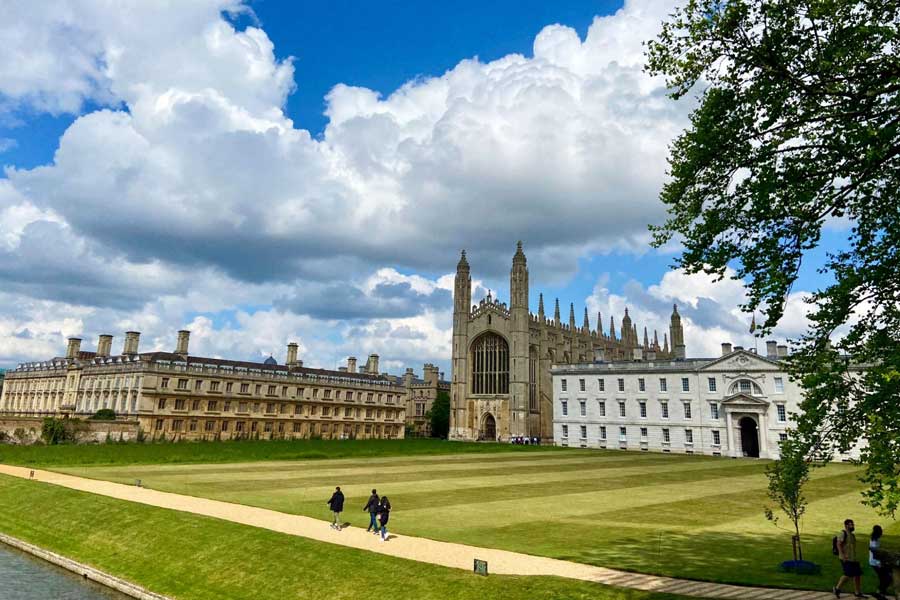 View of the Cambridge University campus and its wide field