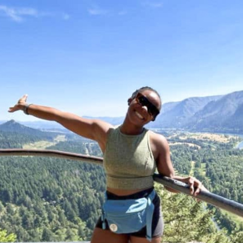 Chelsea Booker posing for a photo at Beacon Rock State Park