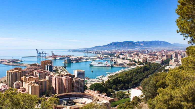 Aerial view of the beachside architectural municipality of Malaga