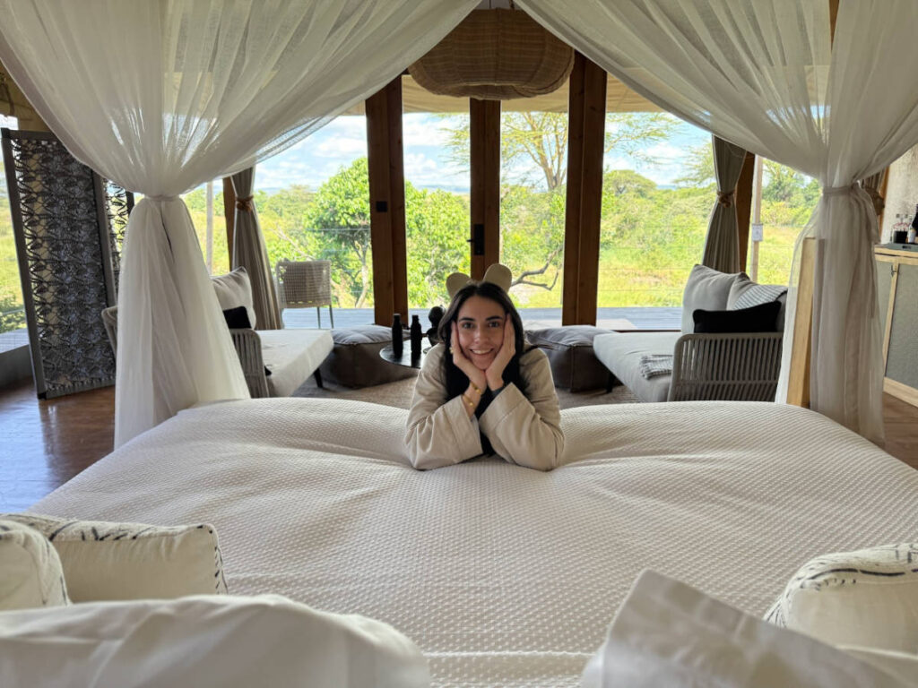 Travel Lemming writer Clara Kesseler, lying comfortably on the bed