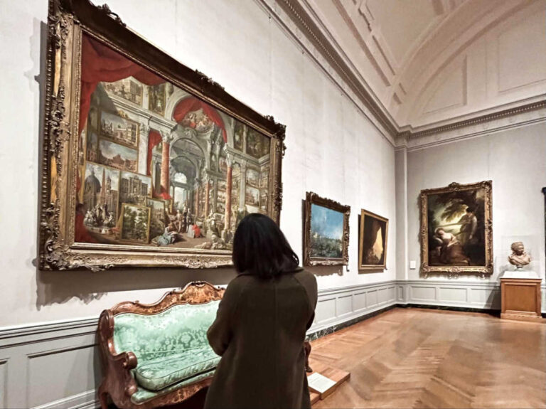 The author Claudicet enjoying the exhibits at the Museum of Fine Arts Boston