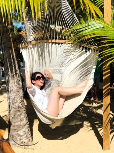 Claudicet Peña on a hammock in Las Terrenas- Dominican Republic