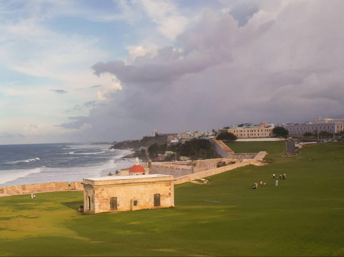 View of the cloudy and gray sky over San Juan