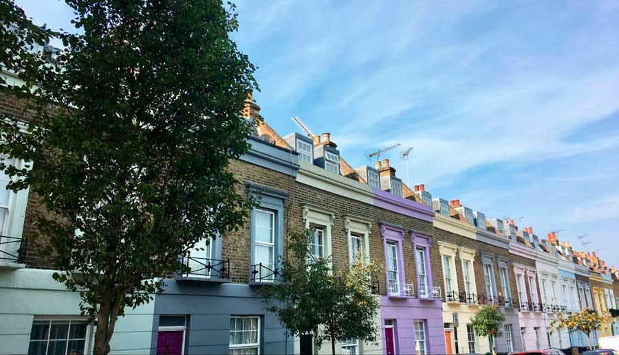View of colorful houses in Camden