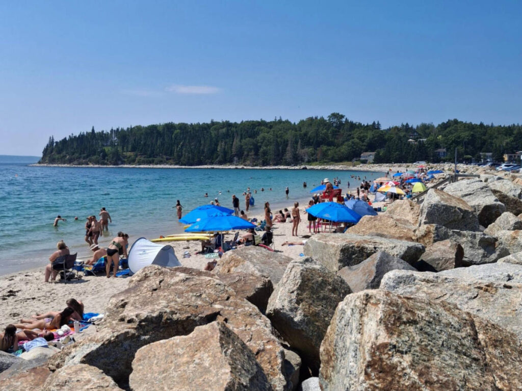 View of the crowd enjoying along the shore at Queensland Beach