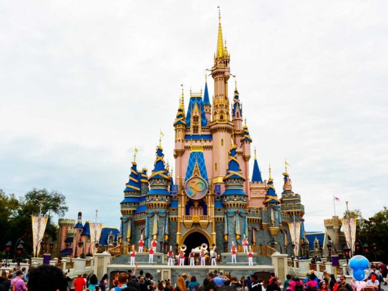 The crowd in front of the Disney Castle