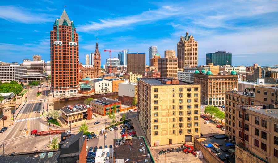 Overlooking view of buildings in Downtown Milwaukee