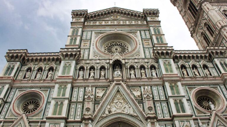 View of the intricate exterior of Cathedral of Santa Maria del Fiore