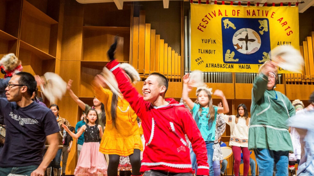 People dancing during a festival