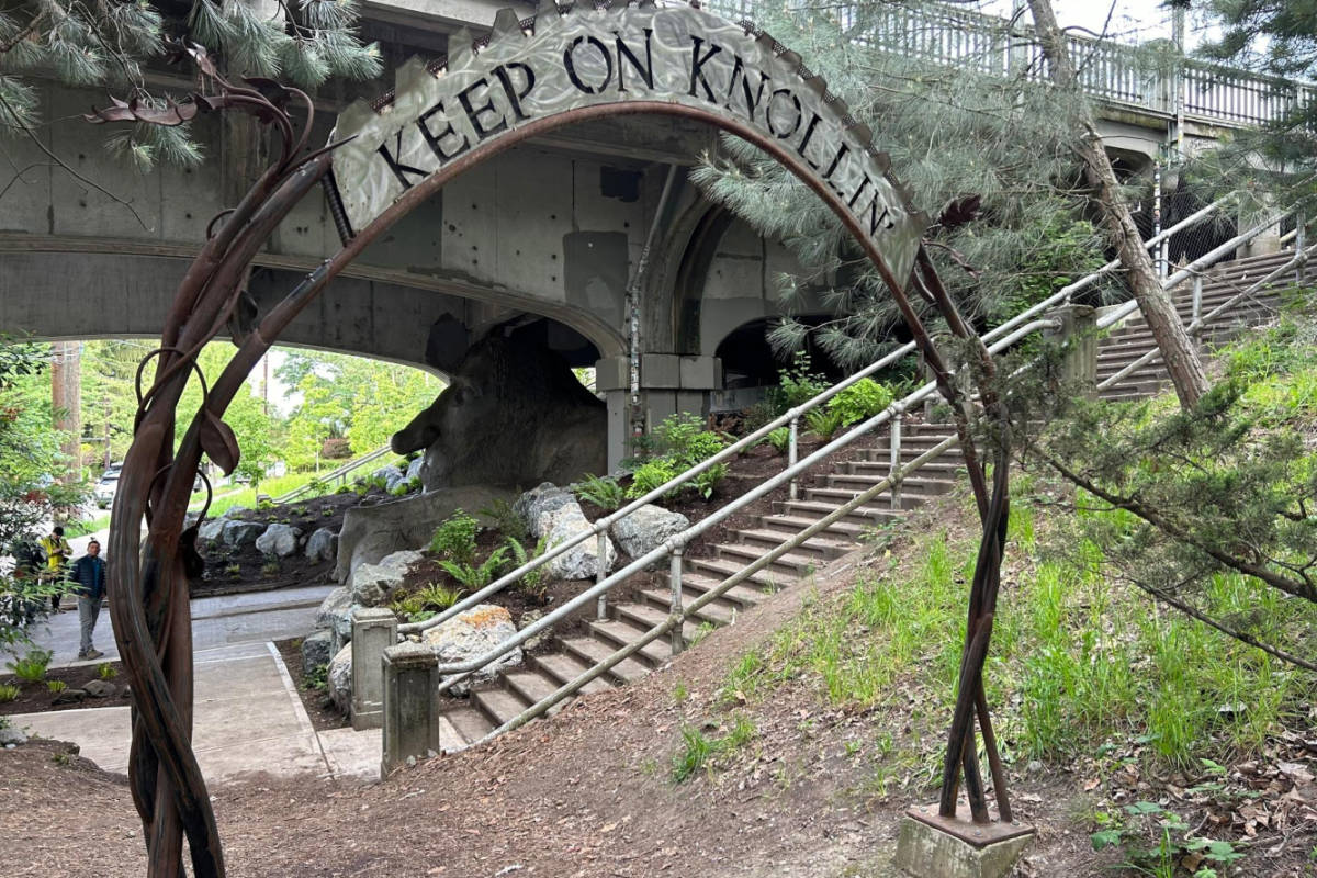 The arch sign at the Fremont Troll Arch