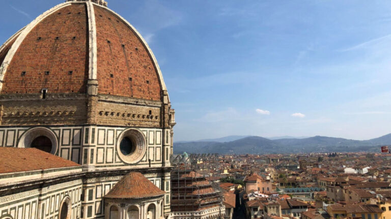 View of the Duomo and Florence from the top of Giotto's Bell Tower