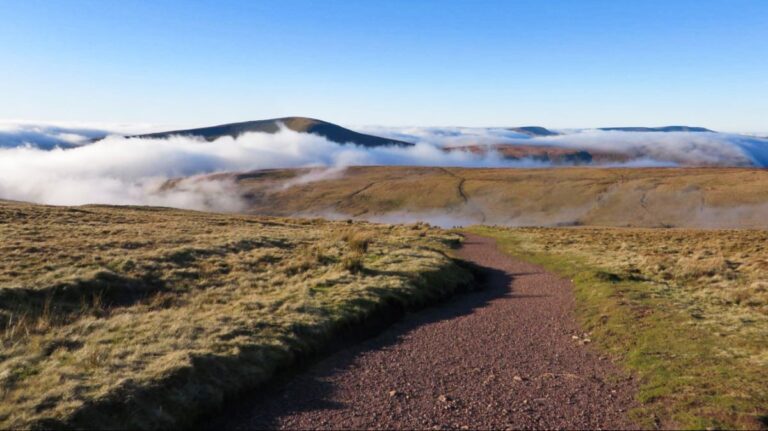 View of the fog at the highest peak in South Wales