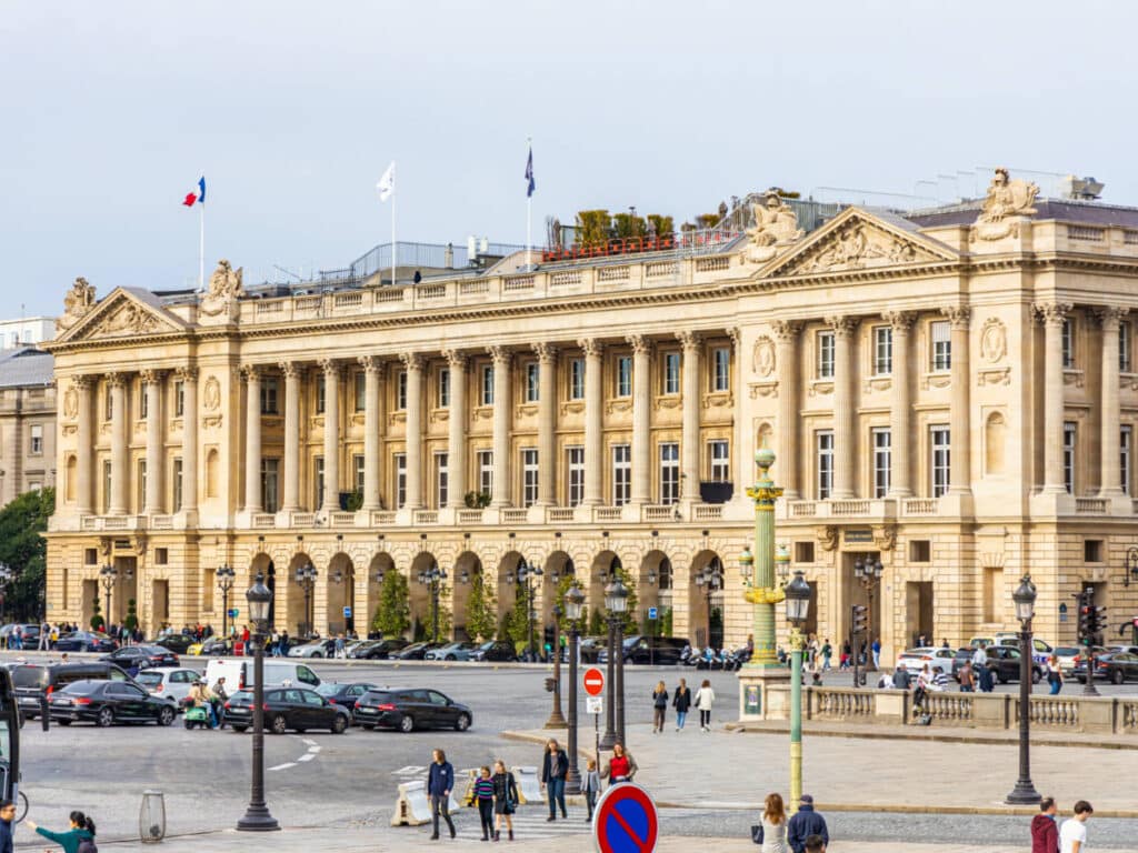 Exterior view of the great Hotel de Crillon in Paris