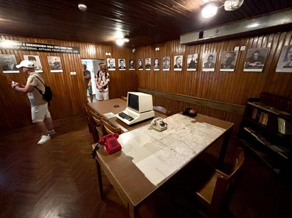 A group of tourists exploring around Hoxha’s underground headquarters in Tirana