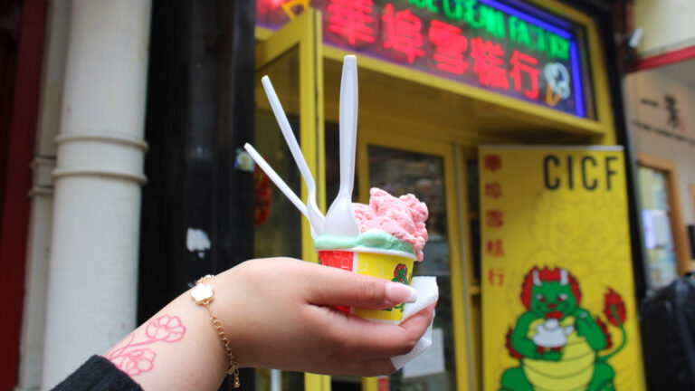 Pistachio and red bean ice cream from Chinatown Ice Cream Factory