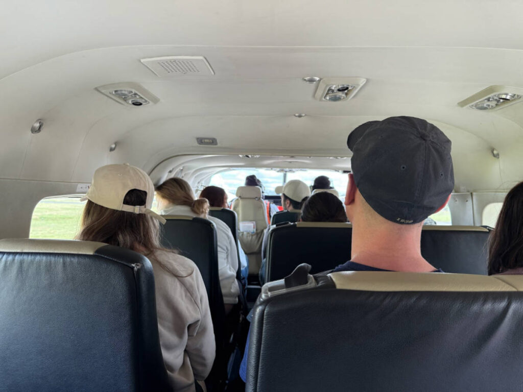 View of the passengers inside the Safarilink Transfer Flight
