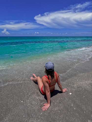 Katie Neufeld taking a rest at the Caspersen Beach