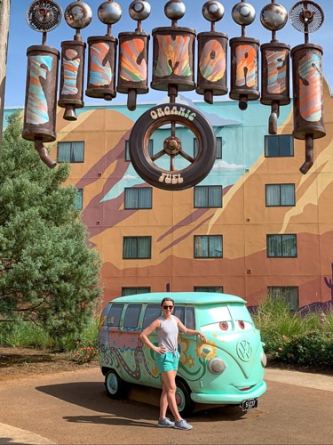 Katie Neufeld in Cars Hotel Area in Disney World