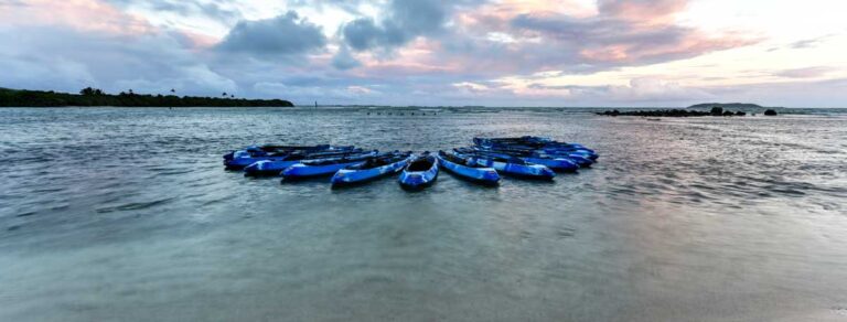 View of kayak boats in bio bay lagoon in Fajardo