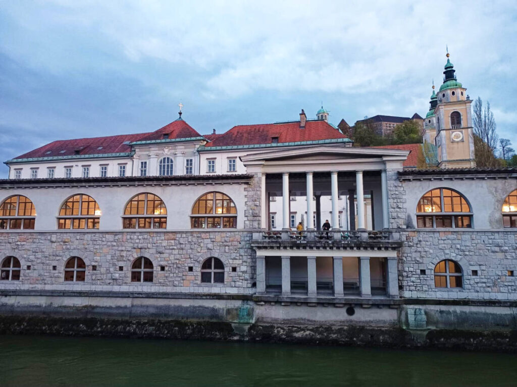View of the stone walled buildings in Ljubljana