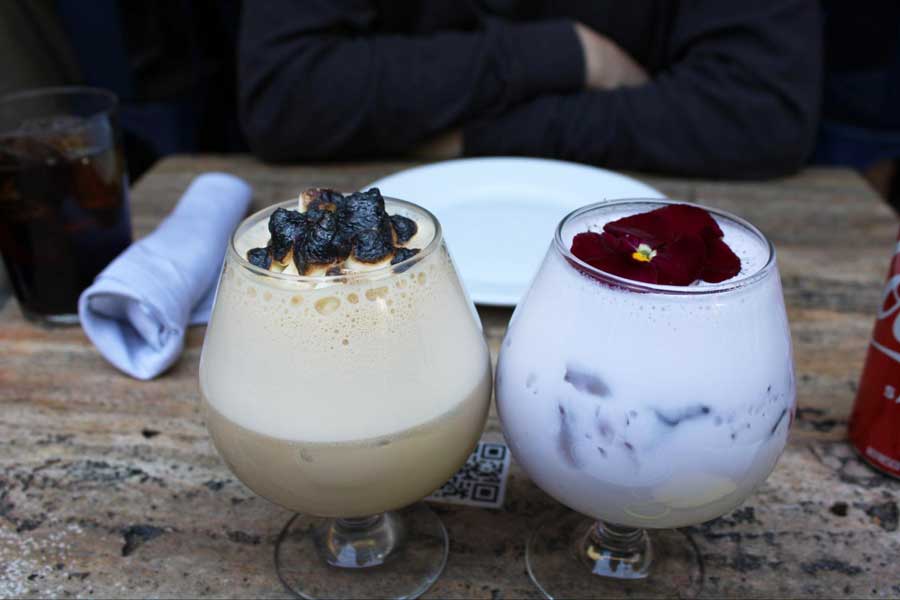 View of Tasty Carajillos Drinks on a table un Madre Cafe