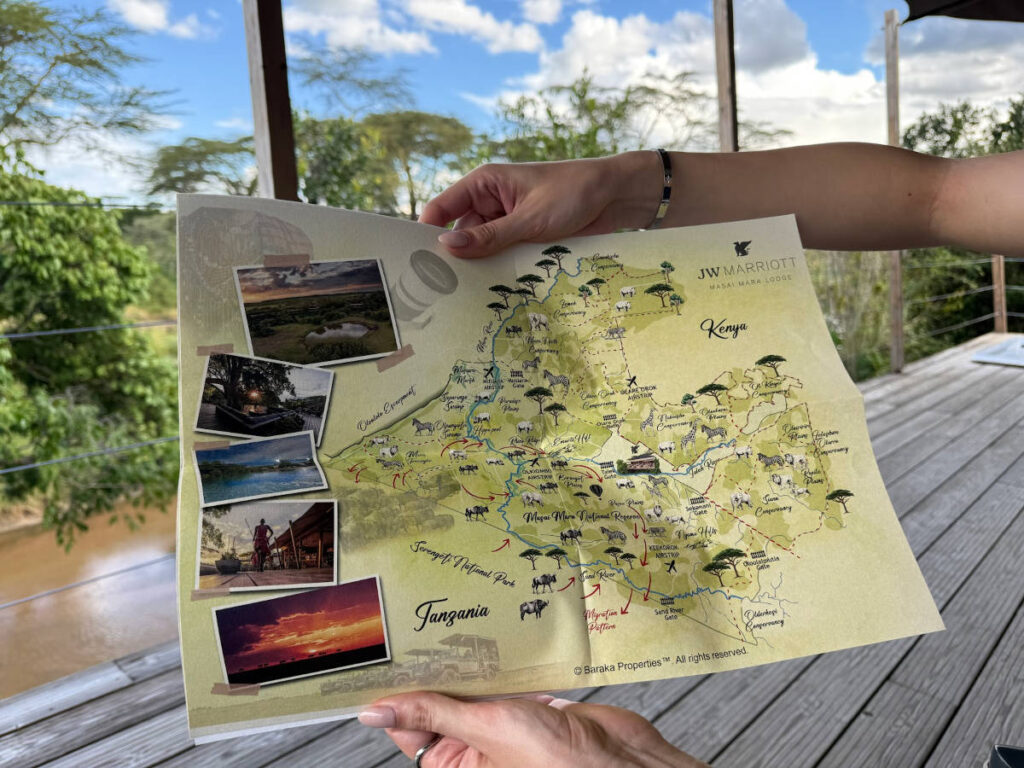 Closeup look of the map of the Masai Mara