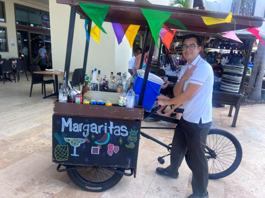 A man selling margaritas at morning
