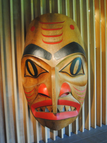 A huge mask at the Audain Museum