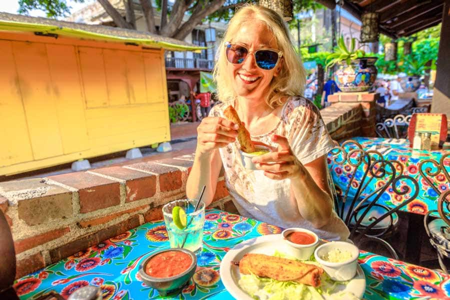 A woman enjoying her Mexican food in Los Angeles
