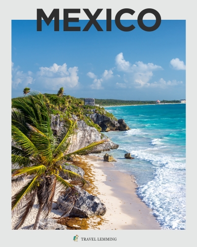 Aerial view of a beach in Mexico