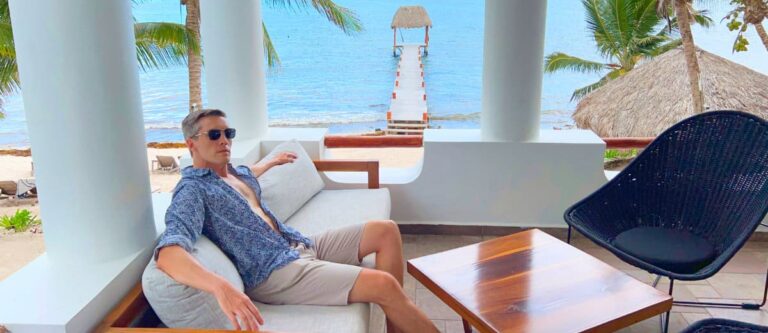 Author Nate relaxing at a hotel in Tulum