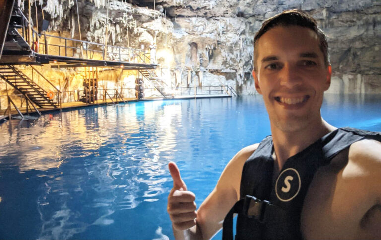 The founder of Travel Lemming in Cenote Chukum near Valladolid