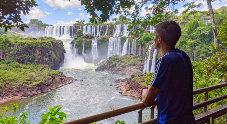 Travel Lemming founder Nate Hake, overlooking the magnificent view of Iguazu Falls