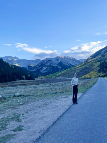 Niamh Hayes during a morning walk in Aspen, Colorado