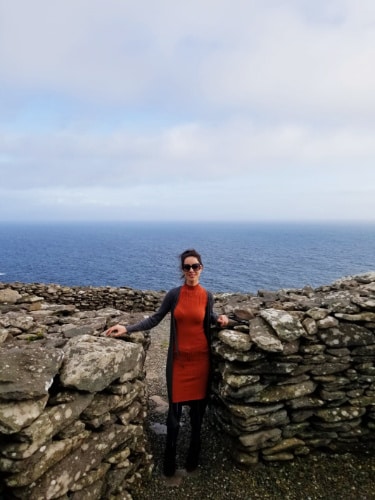 Niamh Hayes smiling for a photo during her visit in Dingle, Ireland