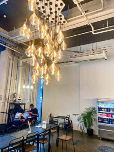 View of the minimalist interior of OAT Shoreditch in London