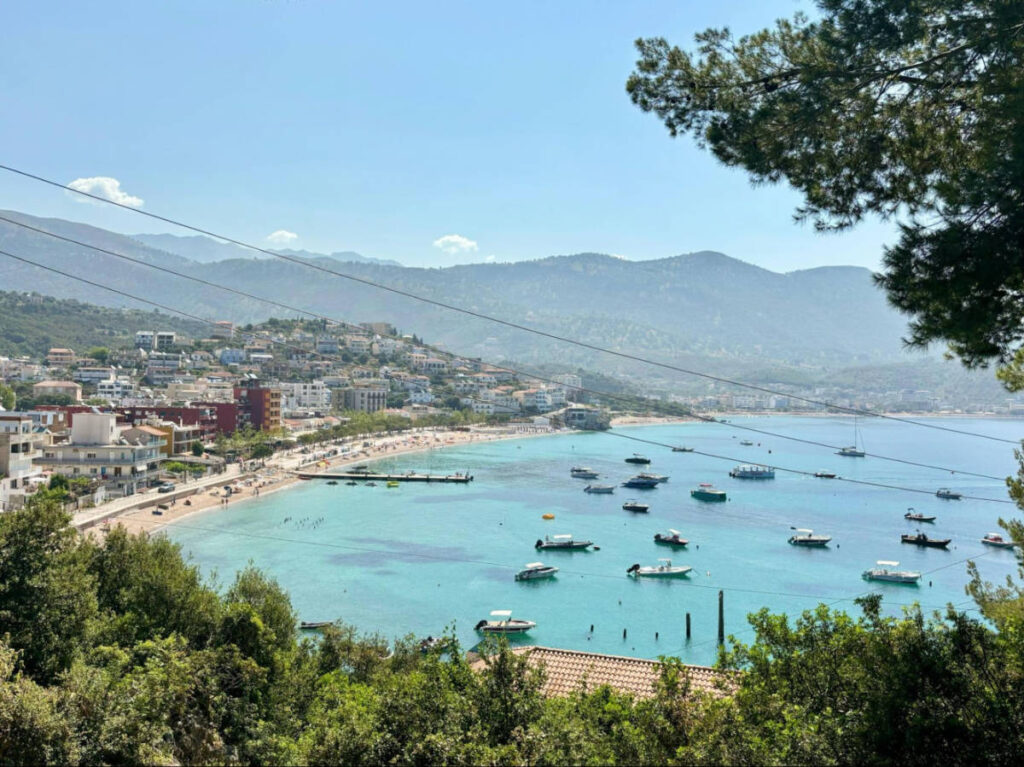Overlooking view of the boats in Himarë