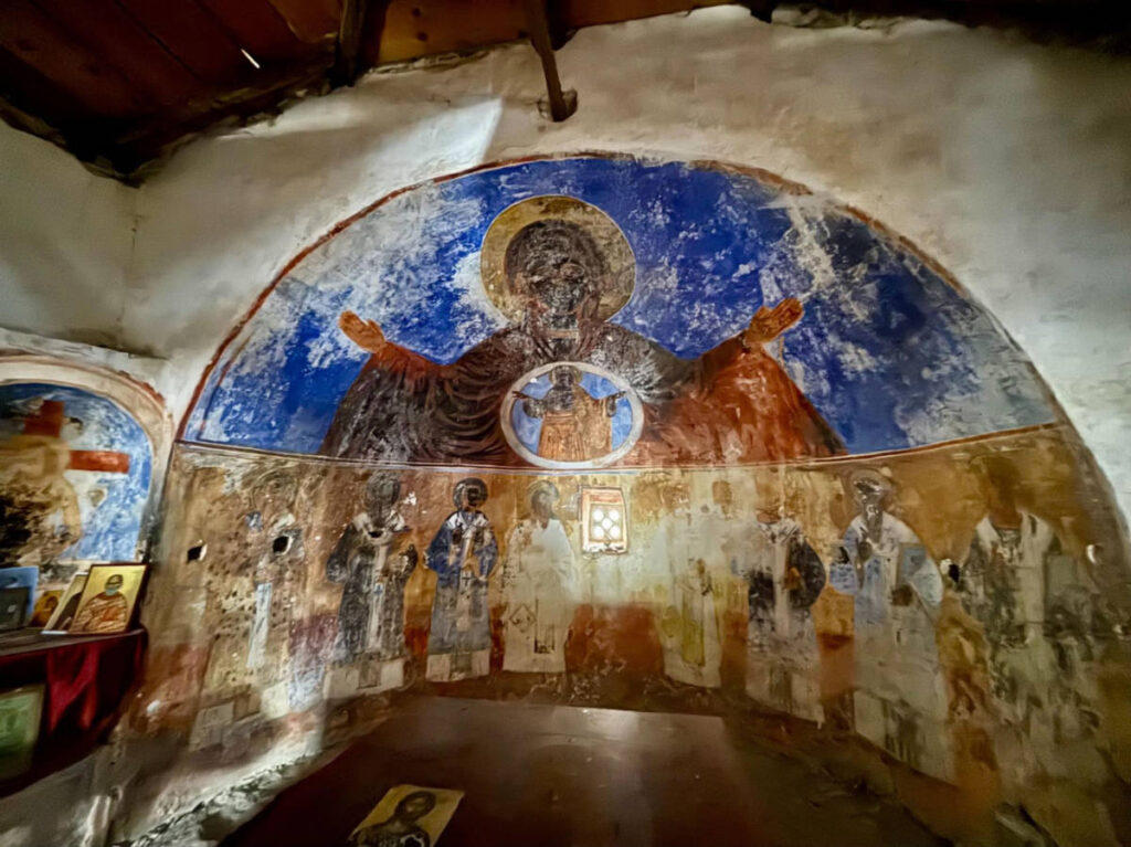 View of the painted walls inside the Church of St. Sergius and Bacchus