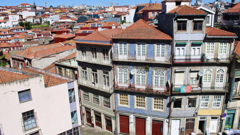 Overlooking view of the houses in the historic center of Porto