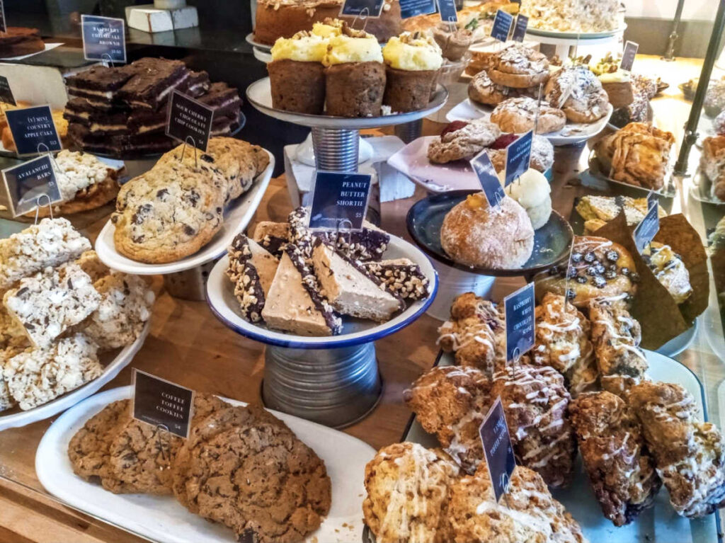 Variety of pastries displayed at the Purebread