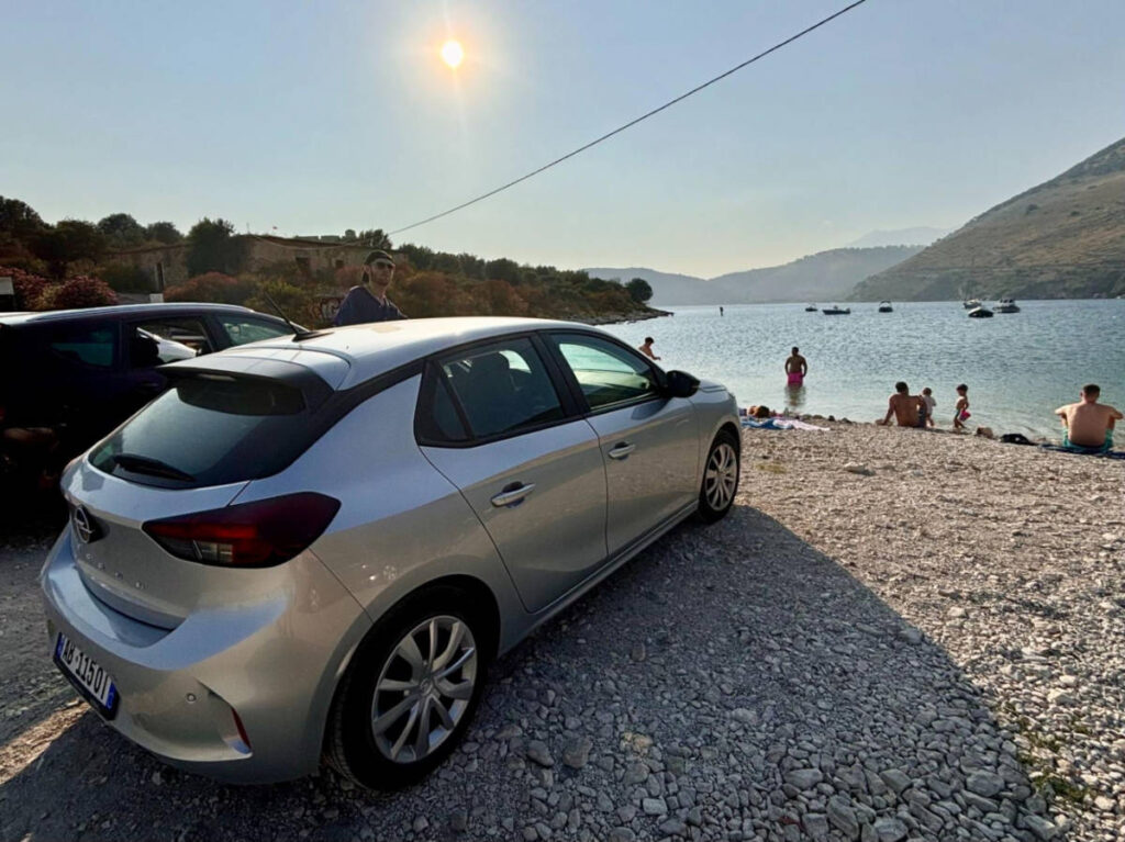 A rented car along the Albanian coast